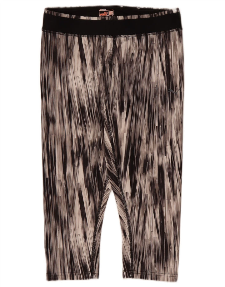 PUMA Womens Capri Leggings UK 14 Médio Preto Risca de Giz Poliéster