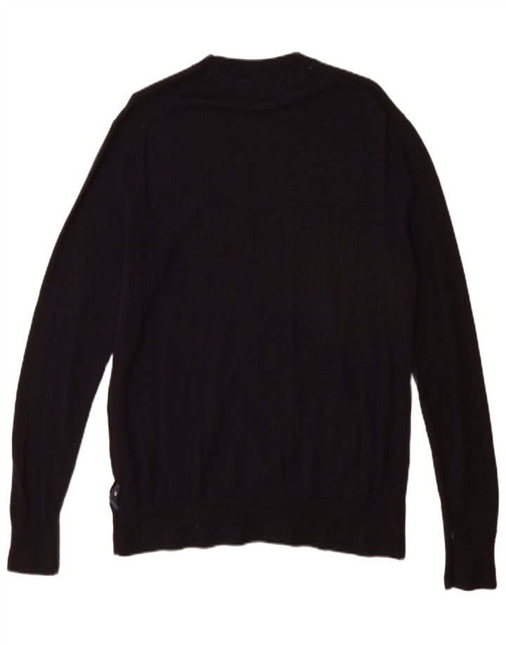 Suéter feminino Ted Baker com gola redonda tamanho 5 XL lã azul marinho