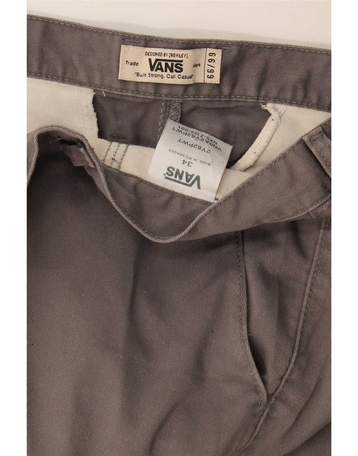 Calças Vans Mens Straight Chino W34 L33 Cinza Algodão