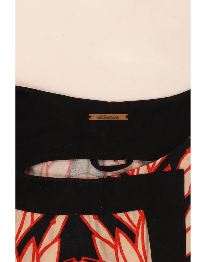 Vestido feminino SKUNKFUNK sem mangas UK 12 médio preto floral