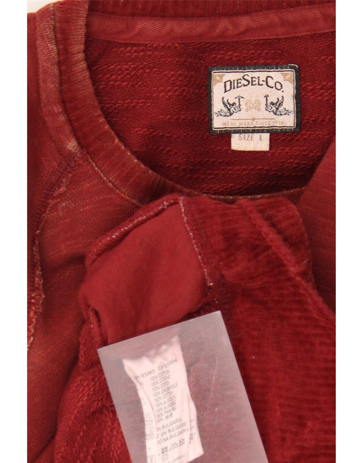 Moletom masculino Diesel Jumper grande algodão Borgonha