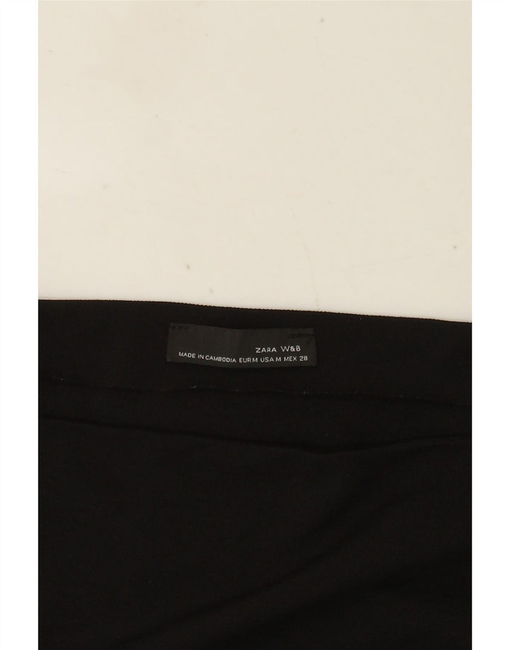 Zara Top assimétrico feminino manga comprida Reino Unido 12 médio preto