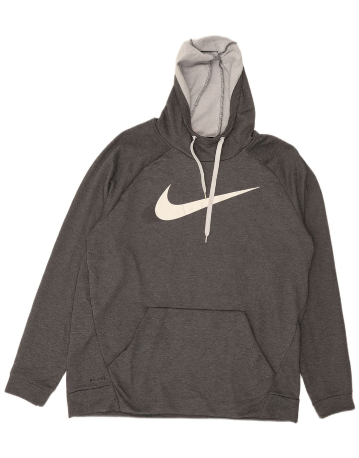 Nike Mens Dri Fit Graphic Hoodie Jumper XL Cinza Poliéster