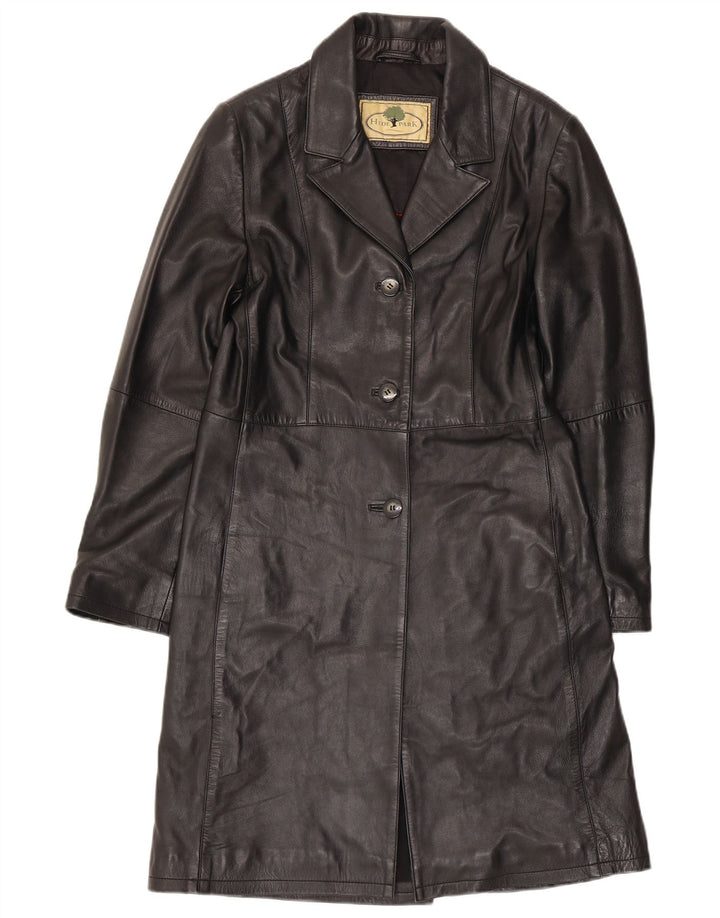 Casaco de couro feminino Hidepark UK 10 pequeno couro preto
