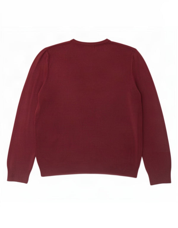 Suéter masculino Marks & Spencer Blue Harbor com decote em V grande Borgonha