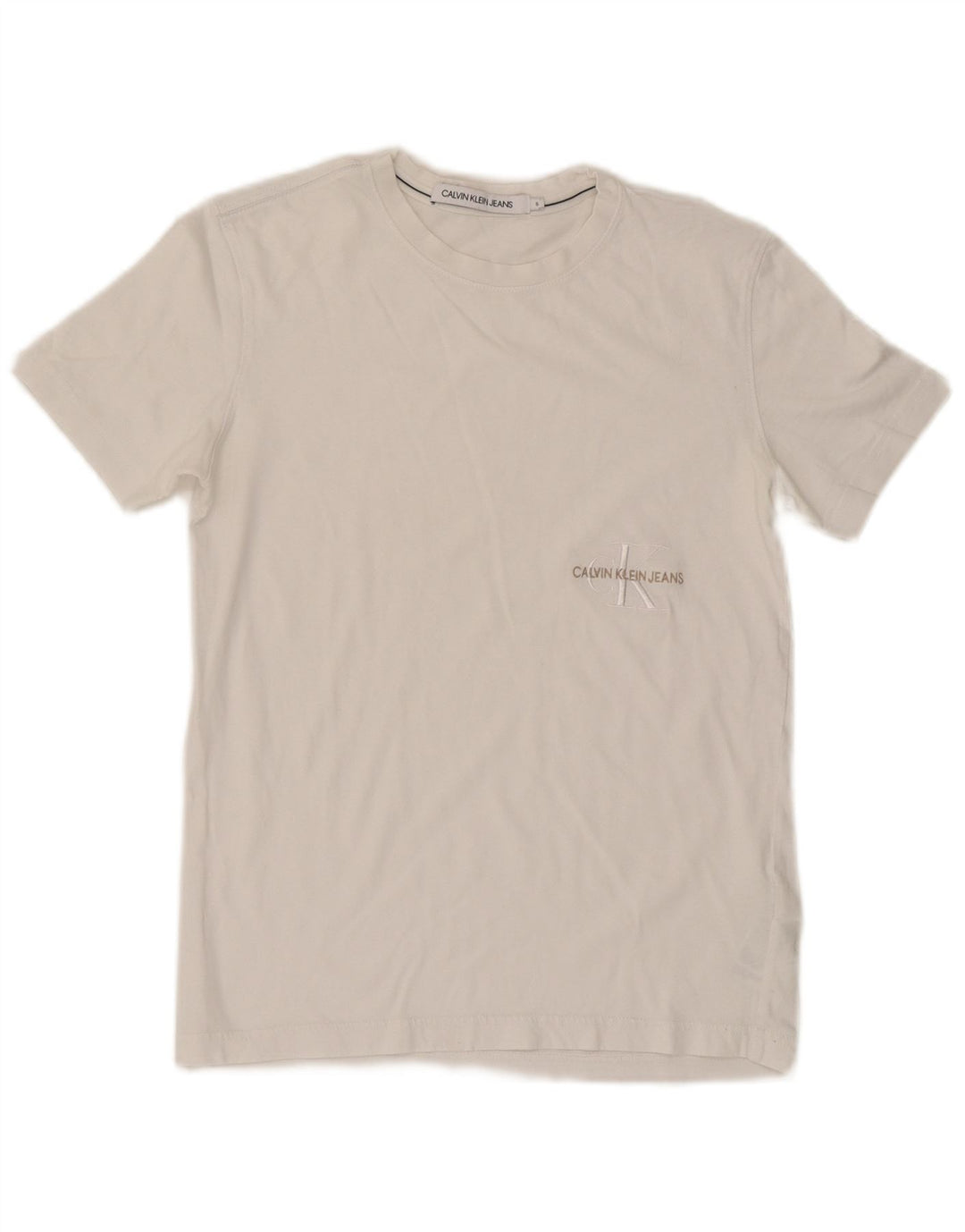Camiseta masculina Calvin Klein Jeans top pequeno algodão branco