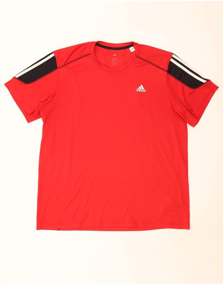 ADIDAS Mens Climalite Camiseta Top 2XL Vermelho Colourblock Poliéster