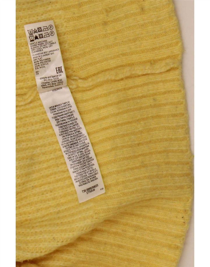 Suéter feminino Marks & Spencer com gola tartaruga Reino Unido 10 pequeno amarelo