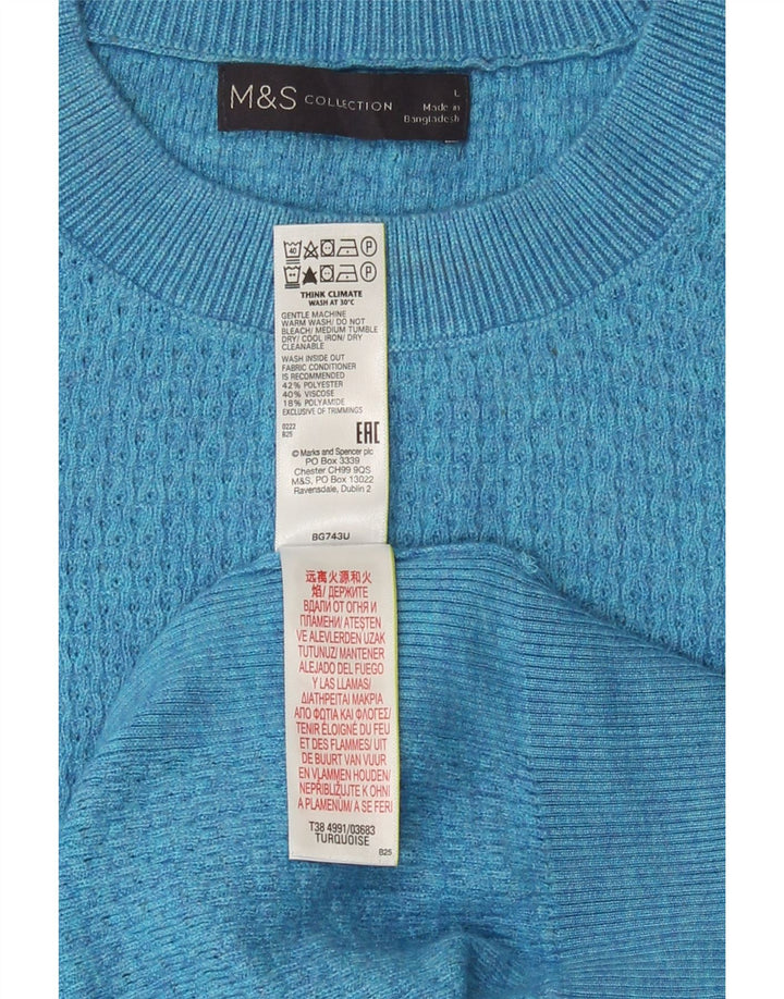 Suéter masculino Marks & Spencer com gola redonda, grande poliéster turquesa
