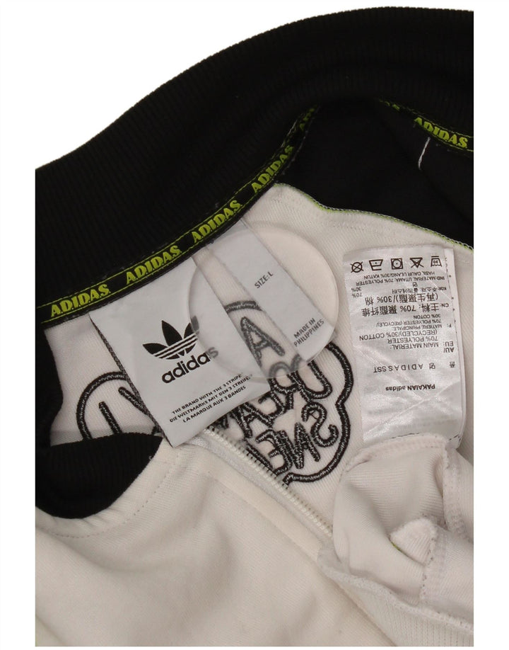Adidas Mens Tracksuit Top Jacket Grande Branco Colorblock Poliéster