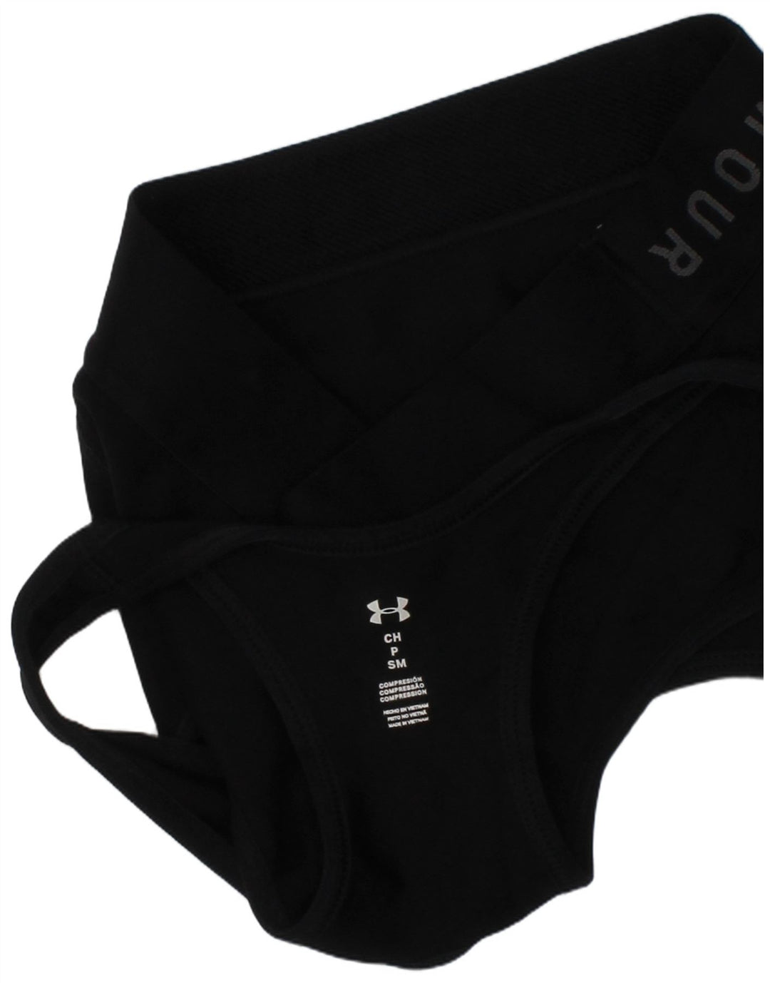 Sutiã esportivo gráfico de compressão feminino Under Armour pequeno preto esportivo