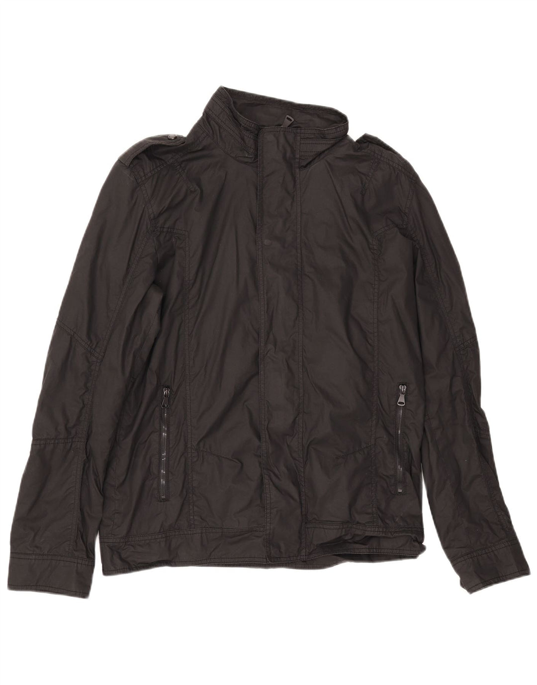 Jaqueta militar masculina ZARA UK 42 XL algodão preto
