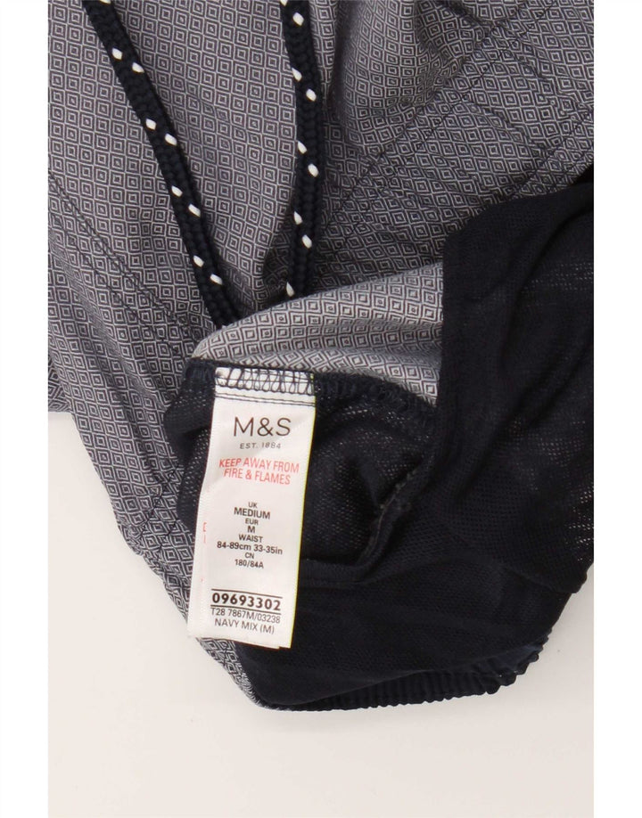 Shorts esportivos masculinos Marks & Spencer médio algodão geométrico azul marinho