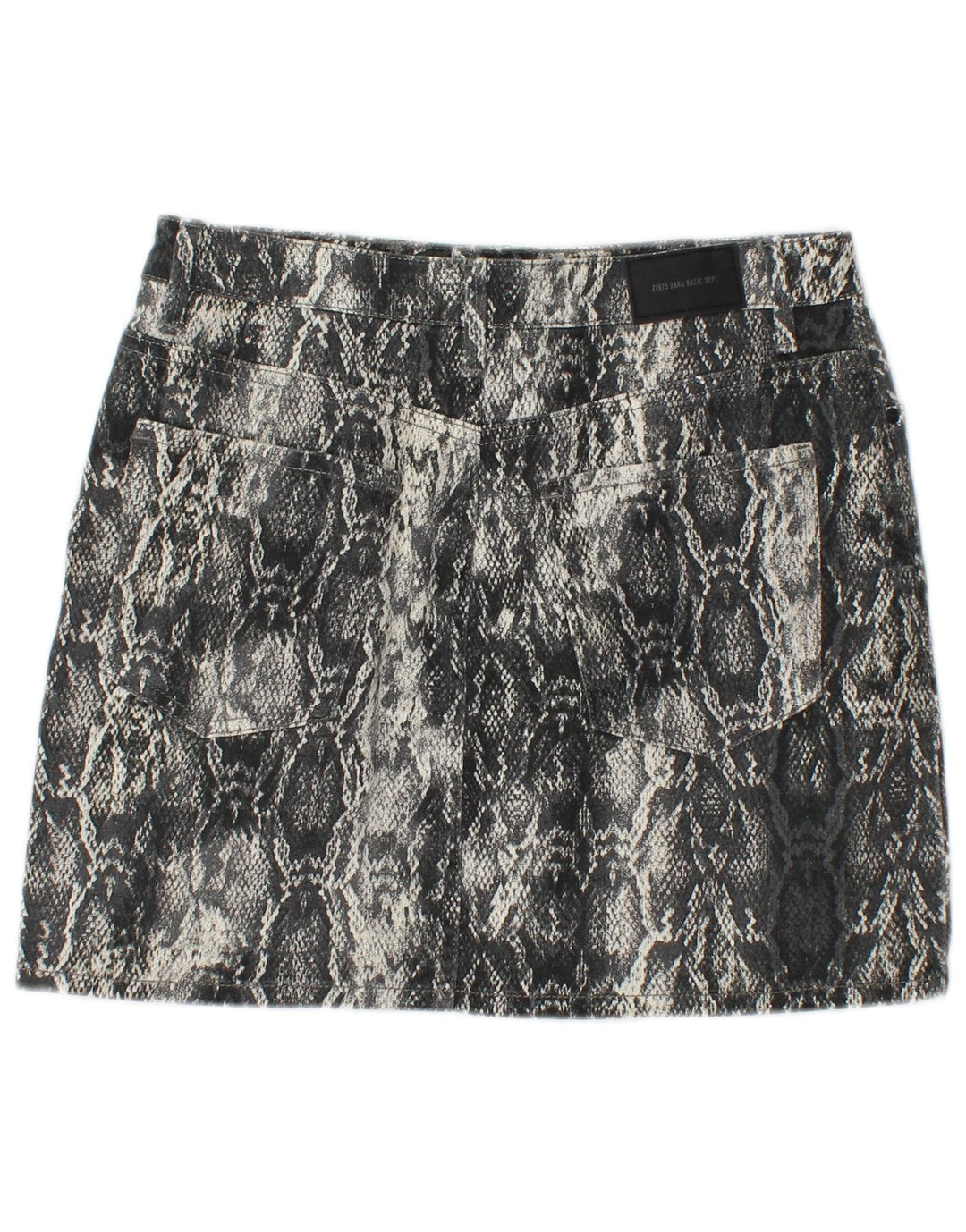 Minissaia feminina ZARA média W30 cinza animal print algodão