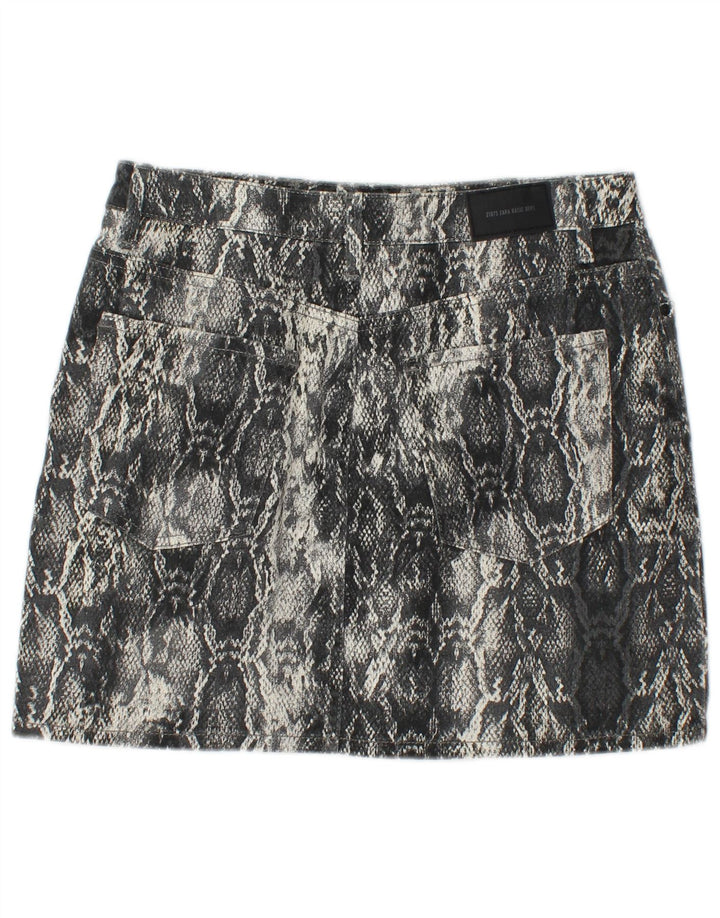 Minissaia feminina ZARA média W30 cinza animal print algodão