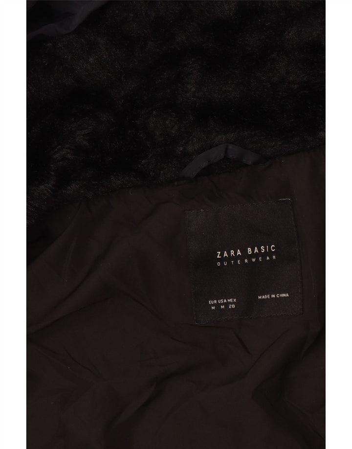 Casaco acolchoado feminino ZARA UK 14 poliéster azul marinho médio