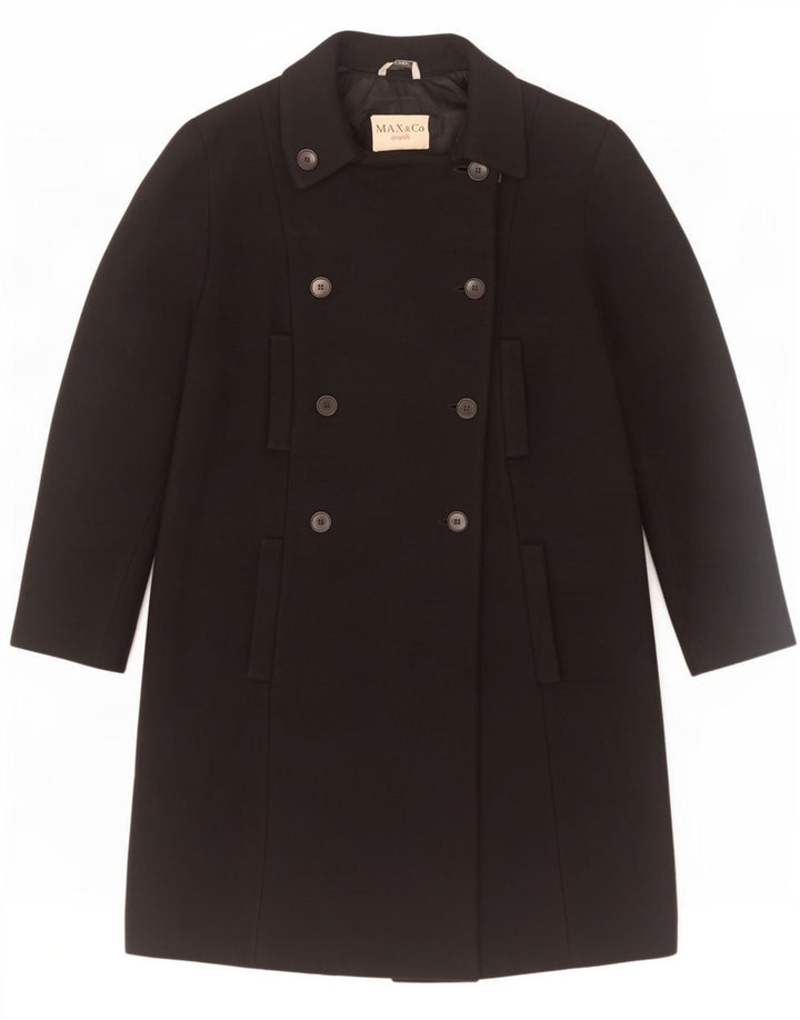 Casaco feminino com peito duplo Max & Co. Reino Unido 14 grande preto
