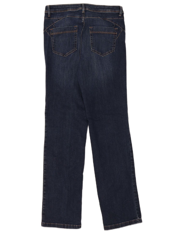 Jeans retos femininos Marks & Spencer Reino Unido 10 pequeno W28 L28 algodão azul marinho