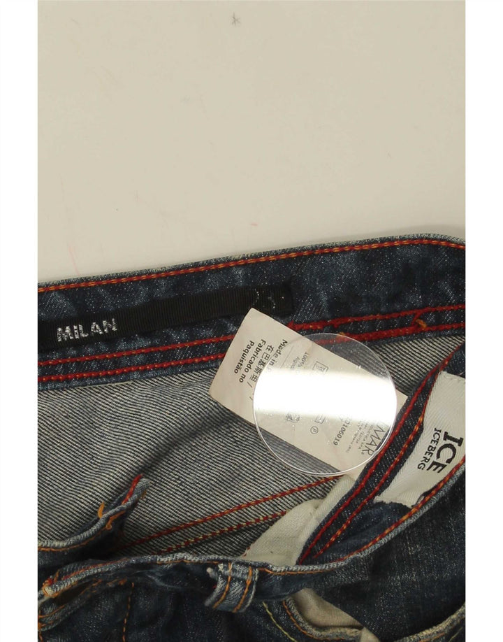 Iceberg Mens Milan Distressed Slim Jeans W34 L32 Azul Algodão