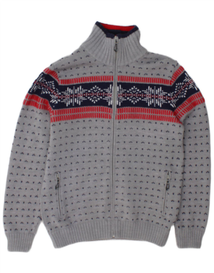 Suéter cardigã masculino com zíper completo CMP IT 50 cinza médio Fair Isle Acrílico