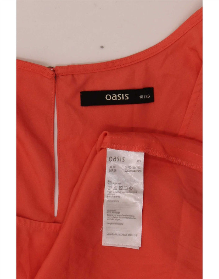 Blusa feminina sem mangas Oasis UK 10 poliéster laranja pequeno