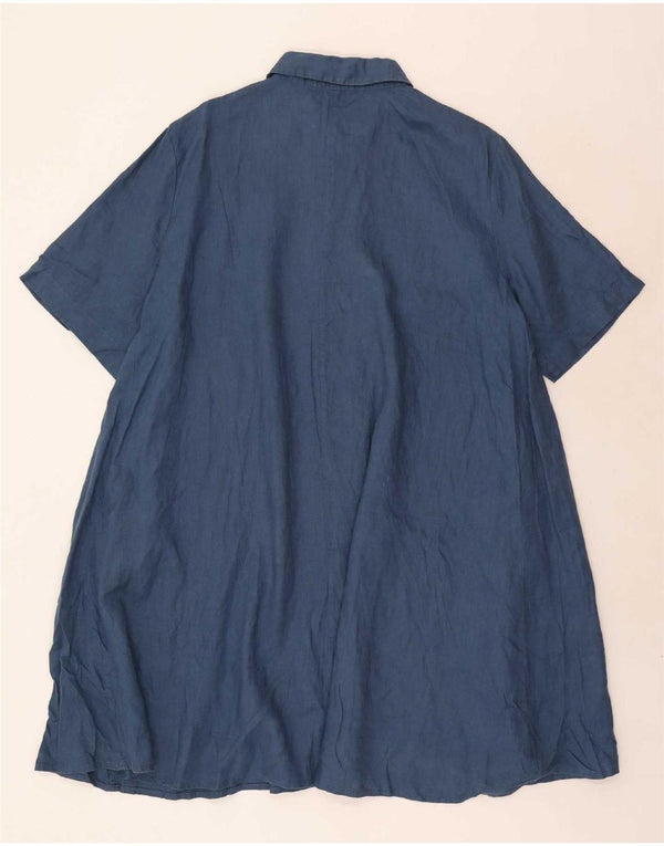 Benetton vestido camisa feminino oversized UK 18 XL linho azul marinho