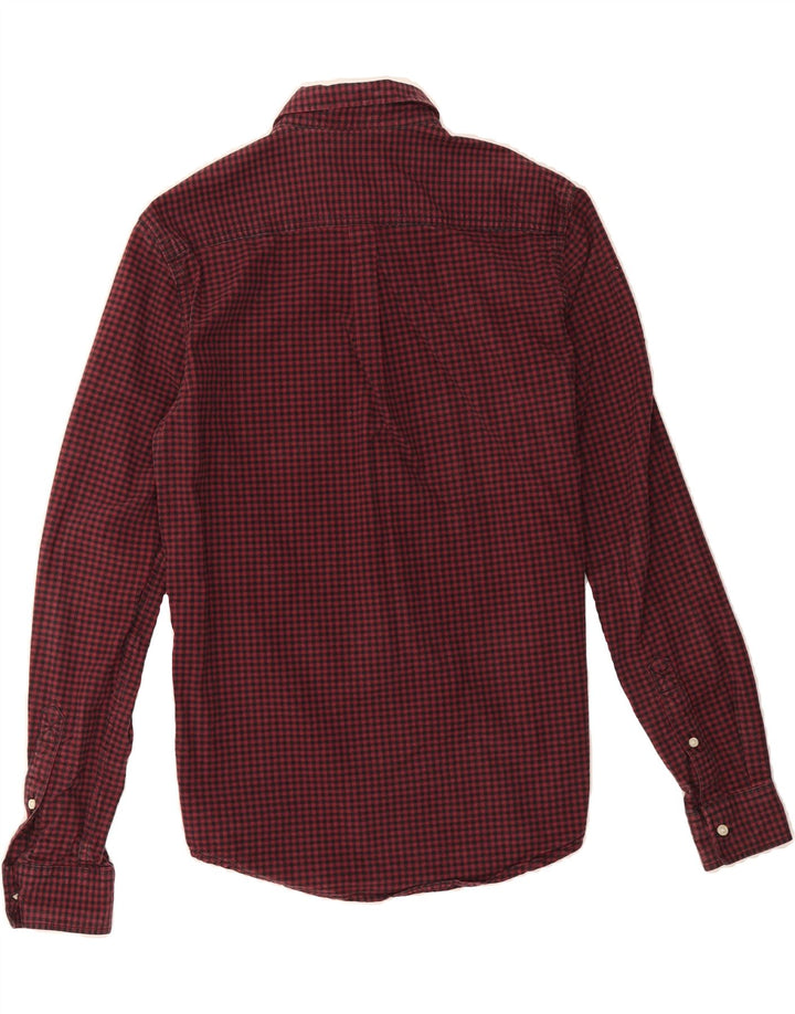 SUPERDRY Mens Classic Fit Shirt XS Burgundy Gingham Cotton Vintage Superdry and Second-Hand Superdry from Messina Hembry 