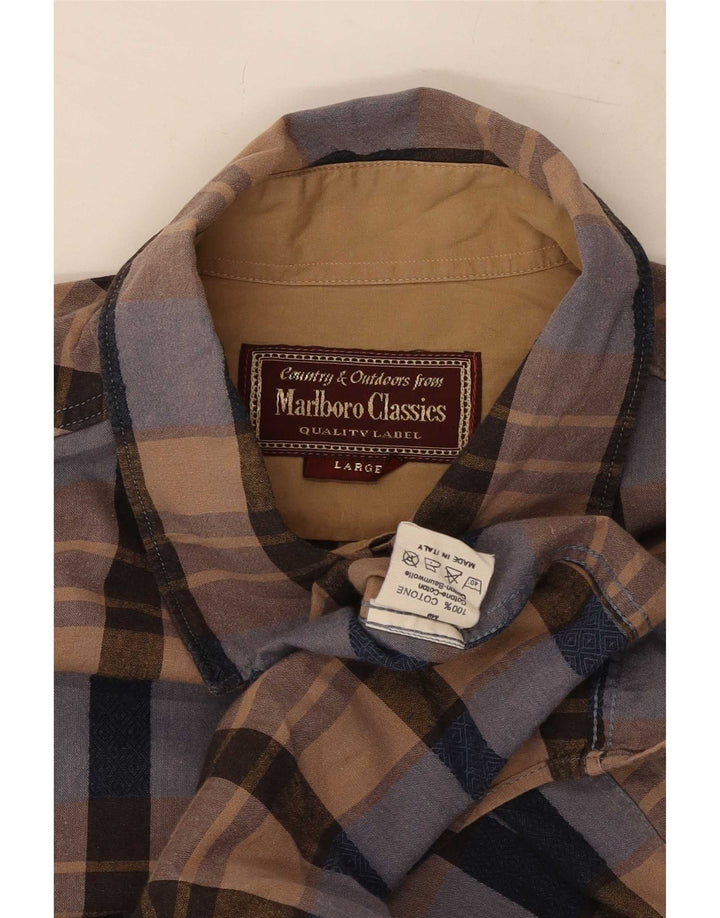 Camisa masculina Marlboro Classics grande algodão xadrez multicolorido