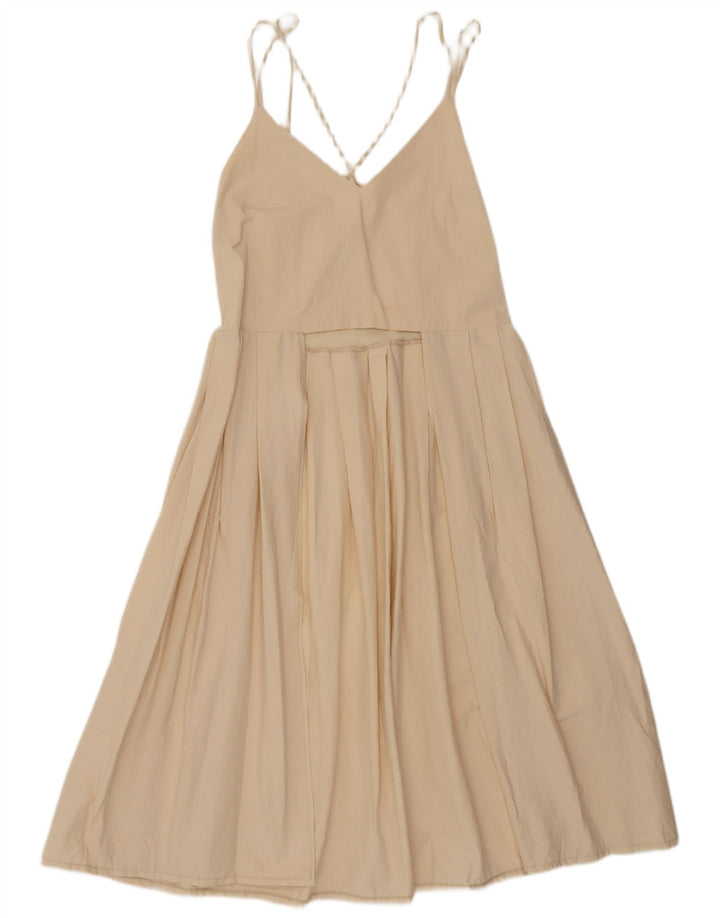 Vestido de verão feminino Zara Reino Unido 14 médio bege
