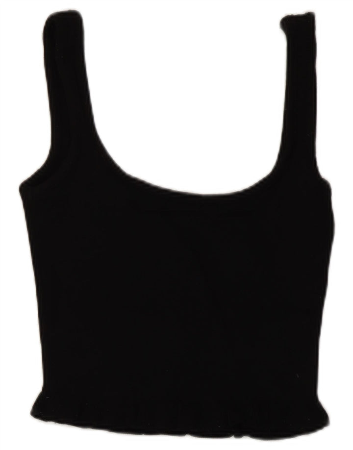 Zara Womens Crop Top UK 8 Pequeno Preto Viscose