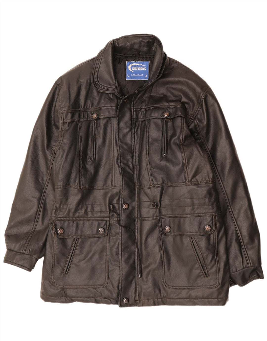 Casaco de couro masculino NUTSHELL UK 40 grande preto