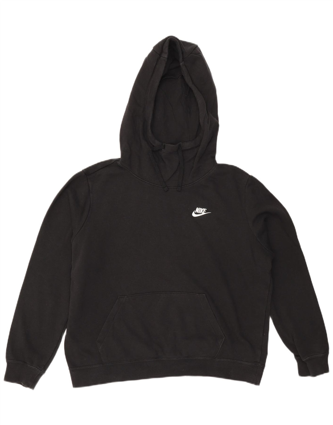 NIKE Womens Oversized Hoodie Jumper UK 16 Grande Algodão Preto