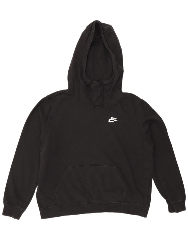 NIKE Womens Oversized Hoodie Jumper UK 16 Grande Algodão Preto