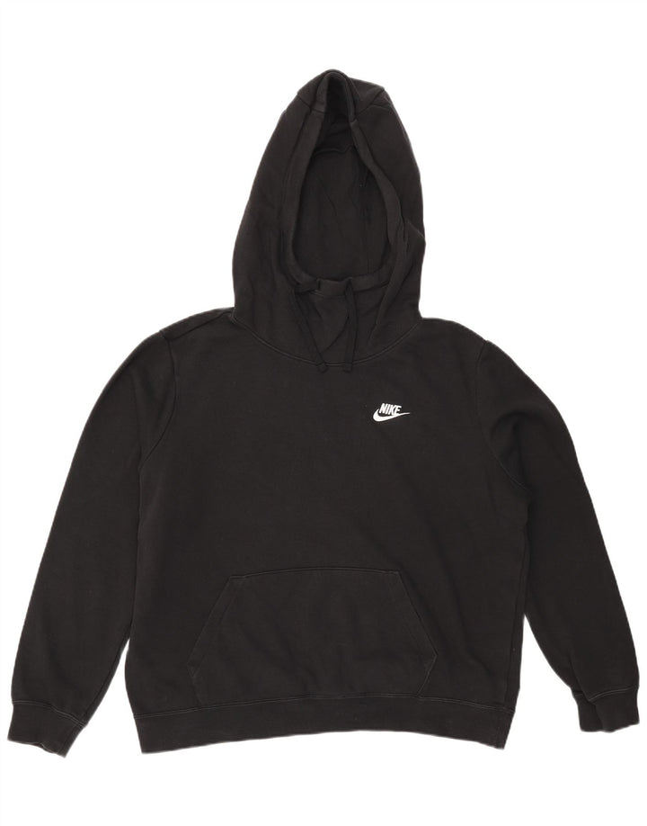 NIKE Womens Oversized Hoodie Jumper UK 16 Grande Algodão Preto