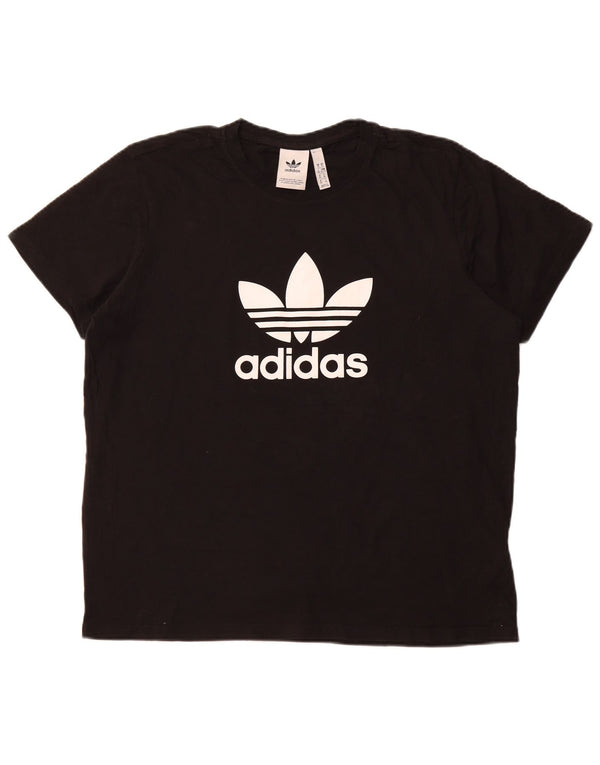 Camiseta feminina ADIDAS com estampa gráfica UK 18 XL preto algodão
