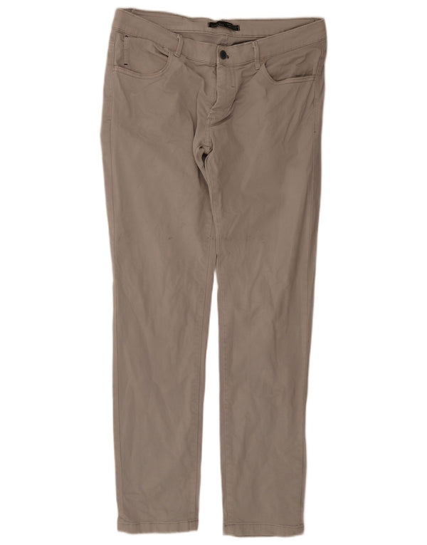 Zara Mens Slim Calça Casual EU 46 XL W36 L32 Cinza Algodão