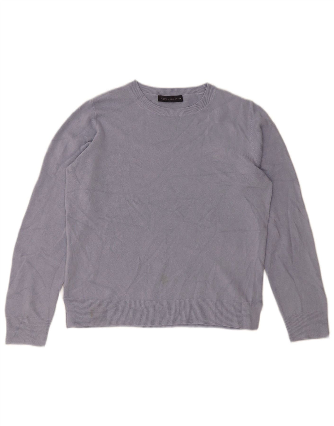 Suéter feminino Marks & Spencer com gola redonda Reino Unido 14 acrílico azul médio
