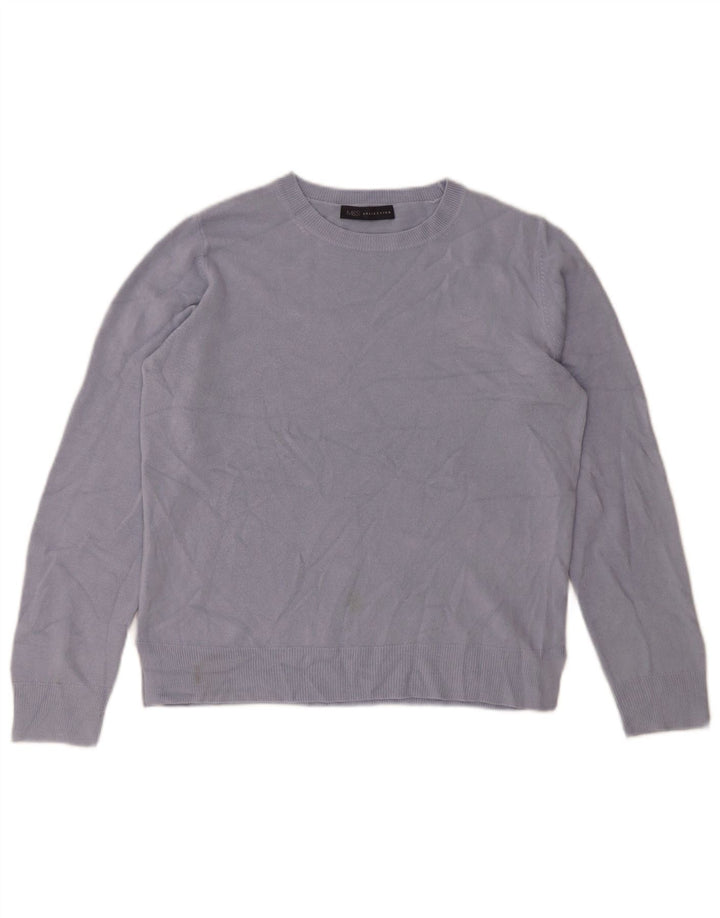Suéter feminino Marks & Spencer com gola redonda Reino Unido 14 acrílico azul médio