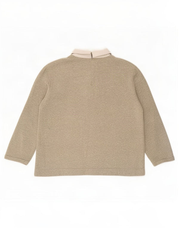 Blusa feminina de manga comprida Cos UK 14 algodão manchado cinza médio