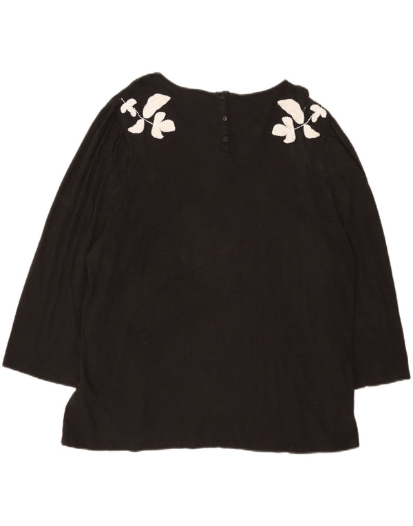 Túnica feminina com estampa gráfica Fat Face manga 3/4 Reino Unido 22 3XL algodão floral preto