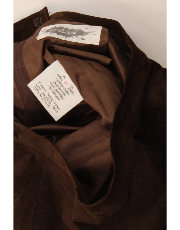 Saia feminina vintage de camurça IT 44 médio W28 couro marrom
