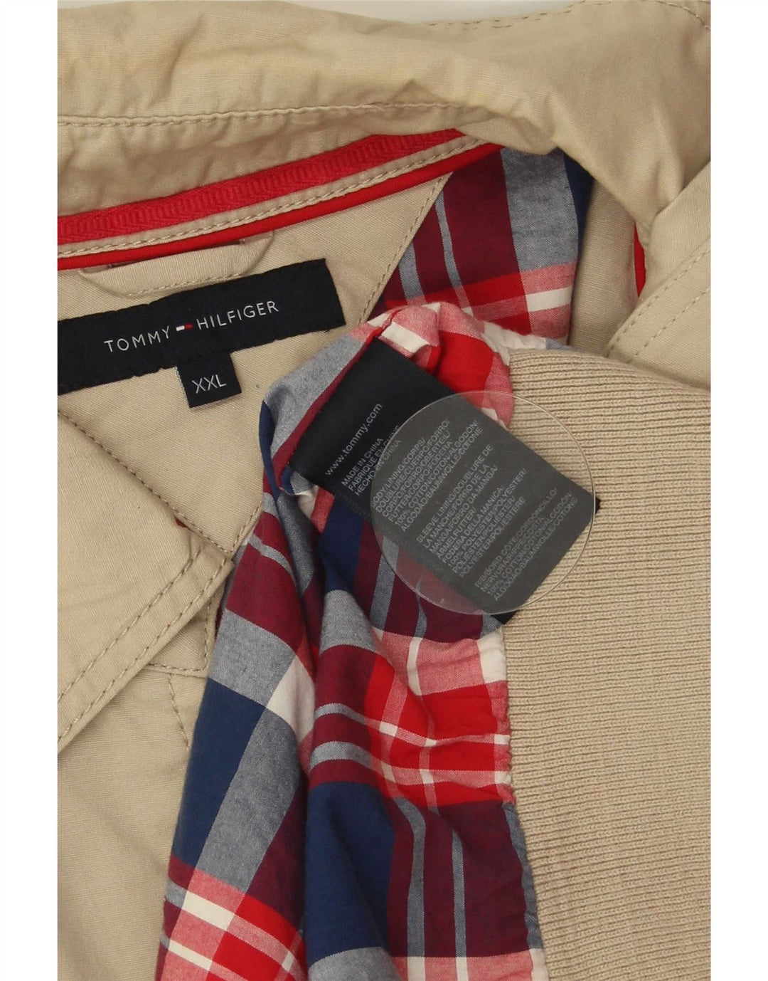 Jaqueta bomber masculina Tommy Hilfiger Reino Unido 44 2XL poliéster bege