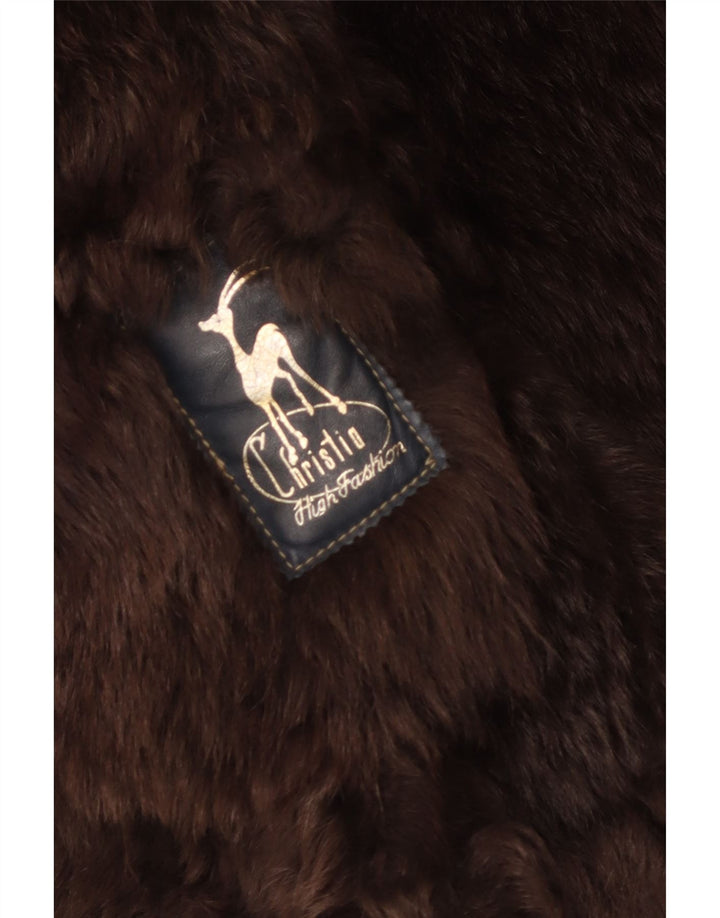 Casaco feminino aberto de shearling Christia Reino Unido 14 médio bege