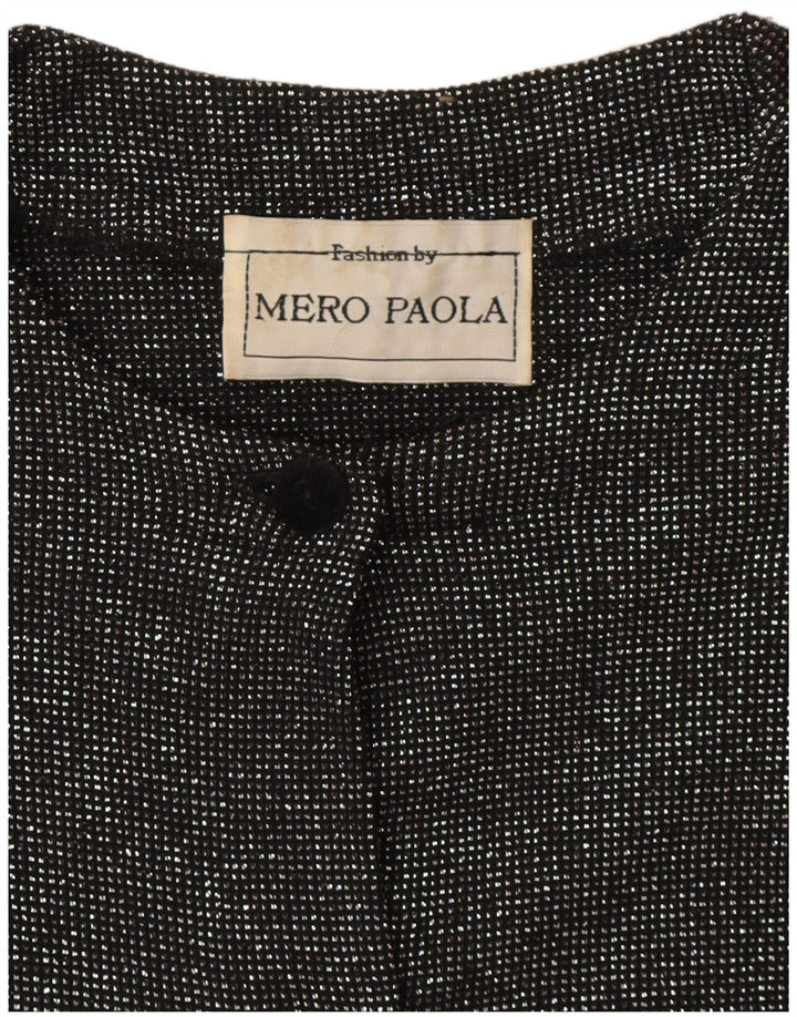 Blusa feminina vintage manga comprida top UK 12 cinza médio