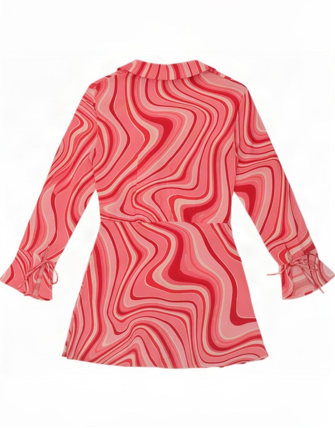 Vestido feminino Zara com bainha com padrão abstrato e recorte uk 12 rosa médio