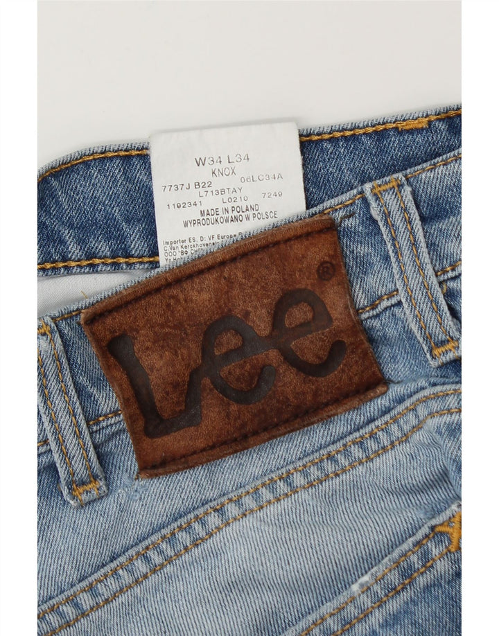 Lee Mens Knox Straight Jeans W34 L34 Azul Algodão