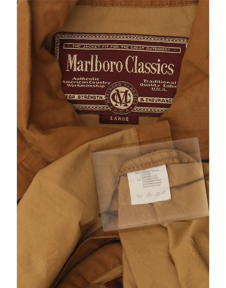 Casaco impermeável masculino Marlboro Classics UK 40 grande algodão marrom