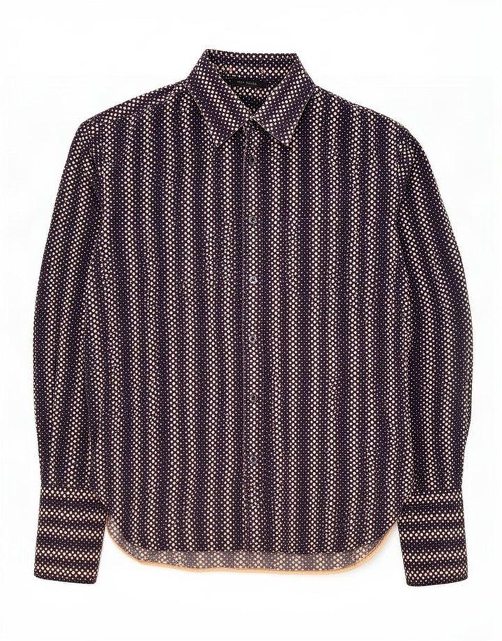 Camisa masculina Paul Smith de algodão manchado azul marinho médio