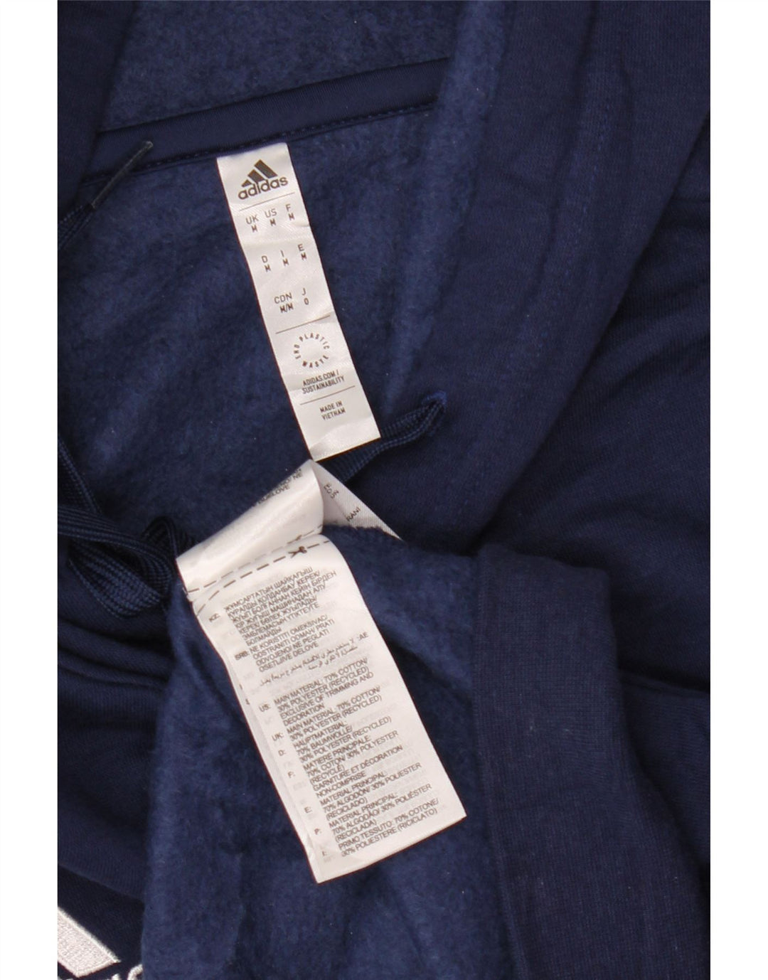 Adidas Mens Hoodie Jumper Médio Azul Marinho Algodão
