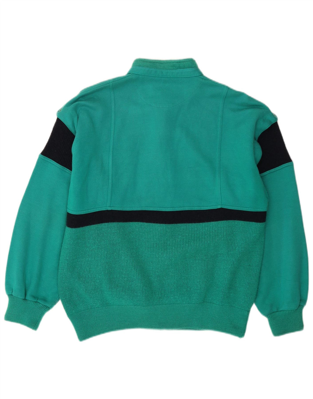Suéter cardigã masculino VINTAGE grande lã colorblock verde